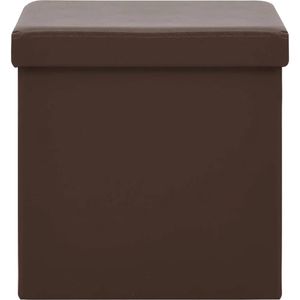 The Living Store Opbergkruk - Bruin PVC en MDF - 38x38x38 cm - Comfortabele zitting