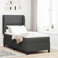 Boxspringbed met matras stof donkergrijs 90x190 cm