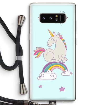 Regenboog eenhoorn: Samsung Galaxy Note 8 Transparant Hoesje met koord