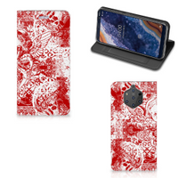 Mobiel BookCase Nokia 9 PureView Angel Skull Rood - thumbnail