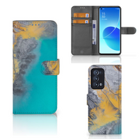 OPPO Reno 6 Pro Plus 5G Bookcase Marble Blue Gold - thumbnail