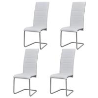 Eetkamerstoelen 4 st kunstleer wit - thumbnail