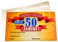 cadeaucheque 50 Jaar 34,5 cm papier oranje/rood - thumbnail