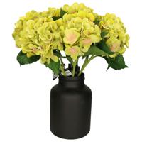 Kunstbloemen boeket Hortensias - 8 stelen - groen - 51 cm - Kunst zijdebloemen