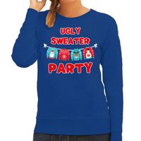 Ugly sweater party Kerstsweater / outfit blauw voor dames