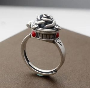 Zilverkleurige Verstelbare Ring met Openende Roos - Sieraden - Spiritueelboek.nl