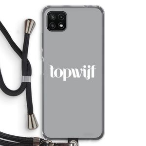 Topwijf Grijs Wit: Samsung Galaxy A22 5G Transparant Hoesje met koord
