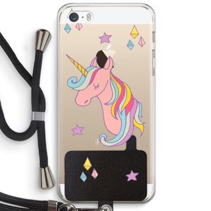 Roze eenhoorn: iPhone 5 / 5S / SE Transparant Hoesje met koord