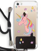 Roze eenhoorn: iPhone 5 / 5S / SE Transparant Hoesje met koord