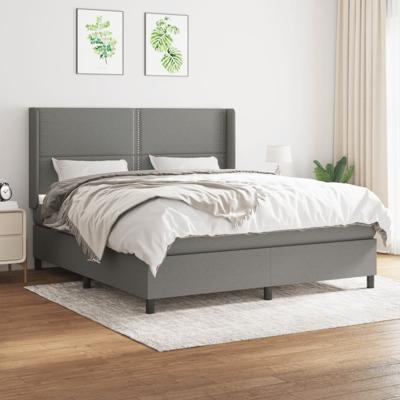 Boxspring met matras stof donkergrijs 160x200 cm