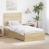 Bedframe met hoofdeinde Sonoma Eiken 75 x 190 cm Bewerkt hout