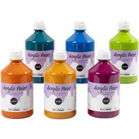 Creativ Company Acrylverf met glitters, diverse kleuren, 6x500 ml/ 1 doos