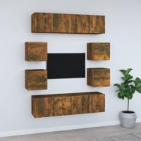8-delige Tv-meubelset bewerkt hout gerookt eikenkleurig