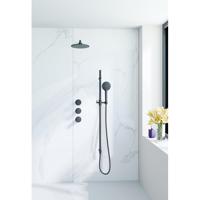 Fortifura Nebbio Regendoucheset - inbouwkraan - inbouwdeel - glijstang - doucheslang metaal - ronde handdouche - 35cm wandarm - 30cm ronde hoofddouche - zwart mat SW1183065 SW1111528 SW706203 SW496816 SW720560 SW1