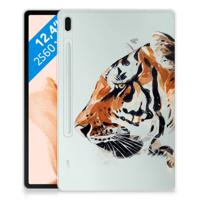 Tablethoes Samsung Galaxy Tab S7FE Watercolor Tiger Tablethoes Samsung Galaxy Tab S7FE Watercolor Tiger
