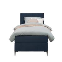 Leen Bakker - Boxspring Liv Geblokt - 90x200 Cm - Slanke Poot - Stof/Velvet - Blauw