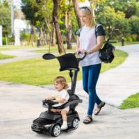 3-In-1 Duwauto voor Kinderen Gelicenseerde Mercedes-Benz Speelgoedauto met Verstelbare Kap en Stuurstang Schuifauto met Geluid