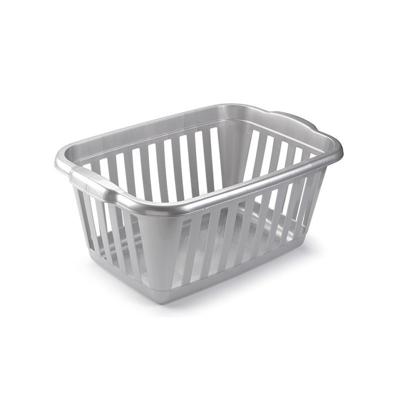 Wasmand - grijs - kunststof - 40 liter - 60 x 40 x 26 cm - manden voor wasgoed - huishouden