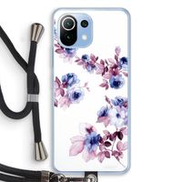 Waterverf bloemen: Xiaomi Mi 11 Lite Transparant Hoesje met koord