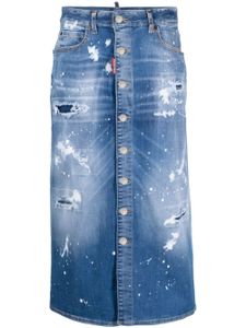 DSQUARED2 minijupe en jean à effet usé - Bleu