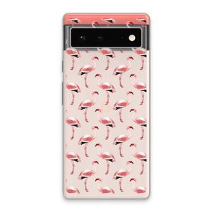 Flamingoprint groen: Google Pixel 6 Transparant Hoesje