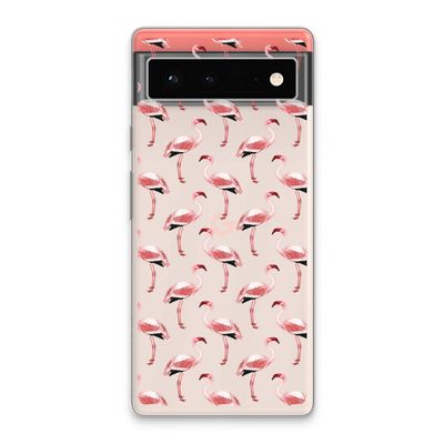 Flamingoprint groen: Google Pixel 6 Transparant Hoesje