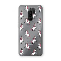 Eenhoorns overal: Xiaomi Redmi 9 Transparant Hoesje
