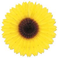 Decoratie zonnebloem - 3x - geel - 45 cm - crepe papier - hangdecoratie - lente/zomer