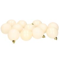 Decoris kerstballen - 12x st - wol creme wit - 6 cm - kunststof - mat/glans - kerstversiering