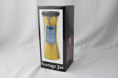 voorraadpot met tekst pasta