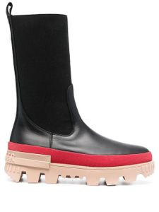 Moncler bottes en cuir à modèle tricolore - Noir