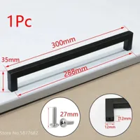 Zwart Vierkant Meubelhandvat - Aluminiumlegering | Verschillende Maten | Inclusief Schroeven