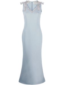 Elie Saab robe longue à ornements en cristal - Bleu