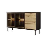 Meubella Dressoir Ludwig - Zwart - Eiken - 150 cm