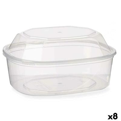 Rechthoekige lunchbox met deksel Leknes BS1500ROIOV BS1500ROIOV Transparant Polypropyleen 1,5 L (8 Stuks)