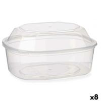Rechthoekige lunchbox met deksel Leknes BS1500ROIOV BS1500ROIOV Transparant Polypropyleen 1,5 L (8 Stuks)
