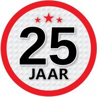 25 jaar leeftijd sticker - rond - Dia 15 cm - 25 jaar verjaardag - jubileum - leeftijd versiering