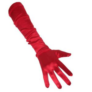 Carnaval verkleed Handschoenen - Dames - gala - rood - satijn - voor jurk - 48 cm