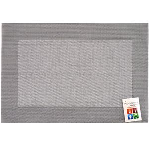 Placemats Hampton - 1x - zilver/grijs - PVC - 30 x 45 cm