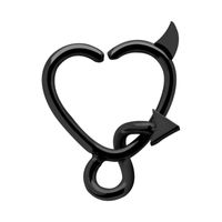 Zwarte hartvormige continuous ring Piercingringen