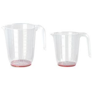 PlasticForte maatbekers set - 2x - 500ml/1L - kunststof - Maatbekers