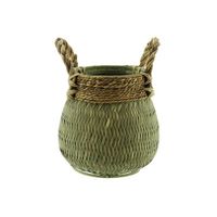 Basket Bamboo Green - diameter 32x32 cm - Van der Leeden