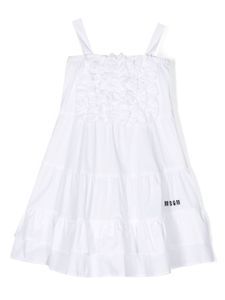 MSGM Kids robe en coton à volants - Blanc