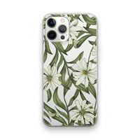 Wit bloemenpatroon: iPhone 12 Pro Transparant Hoesje