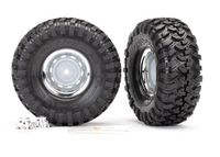 Tires and wheels, assembled, glued (1.9 chrome wheels, Canyon Trail 1.9 tires) (TRX-8166)