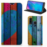 Huawei P30 Lite New Edition Book Wallet Case Wood Heart - Cadeau voor je Vriend