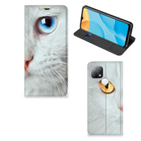 OPPO A15 Hoesje maken Witte Kat