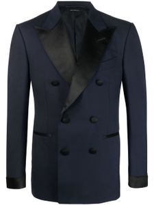 TOM FORD blazer bordé de soie à boutonnière croisée - Bleu
