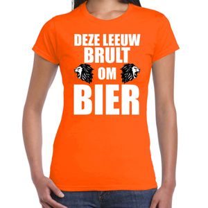 Deze leeuw brult om bier t-shirt oranje voor dames - Koningsdag / EK/WK shirts