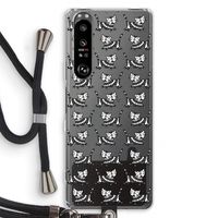 Zwarte poes: Sony Xperia 1 III Transparant Hoesje met koord